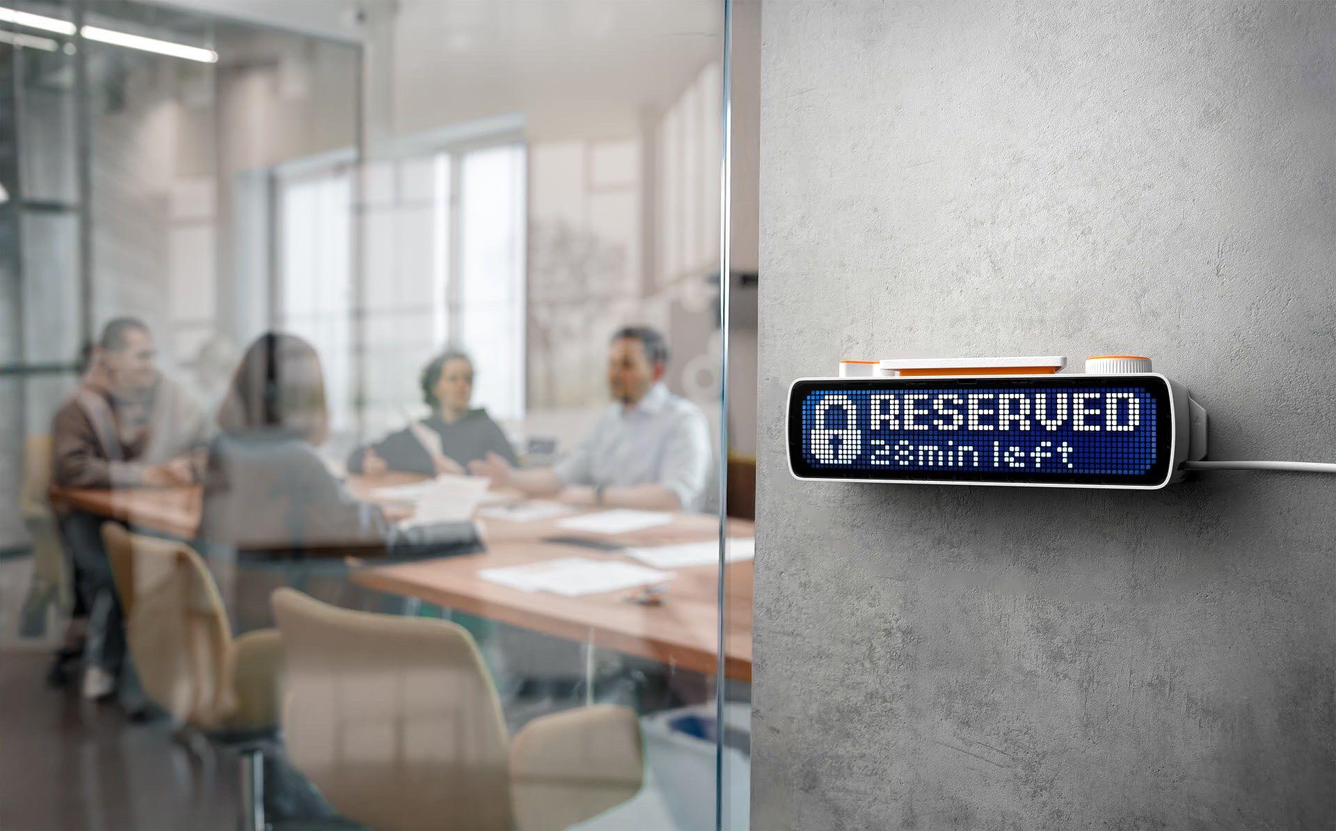 BUSY Bar showing a reserved meeting room status outside a conference room