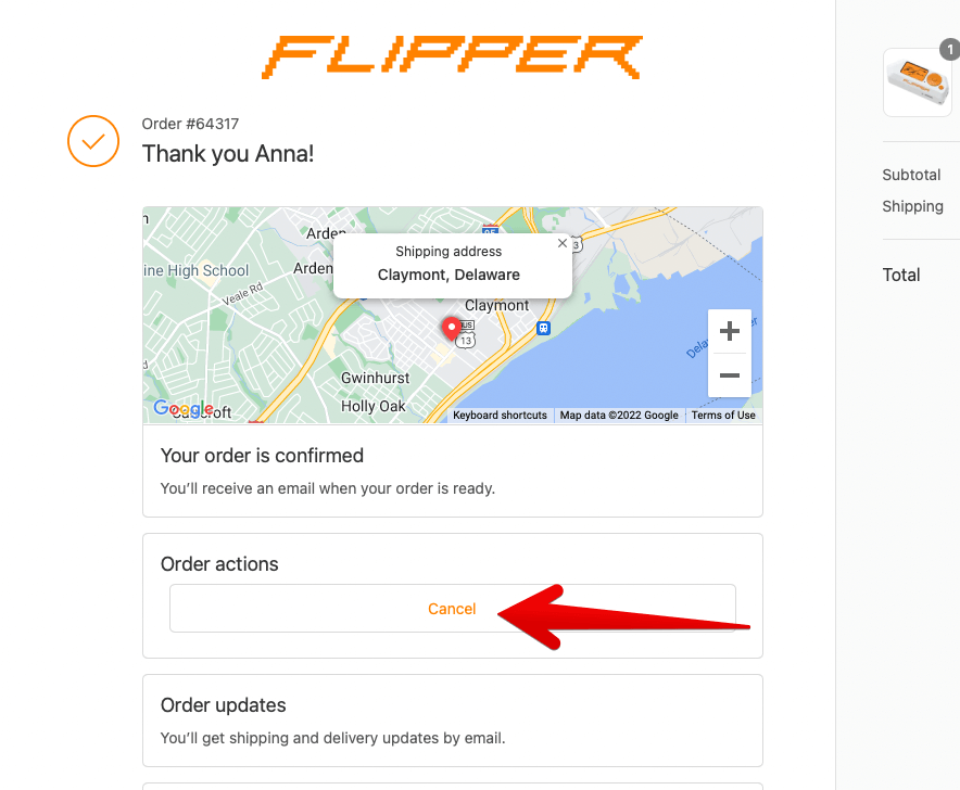 Flipper Zero Shop how to cancel order