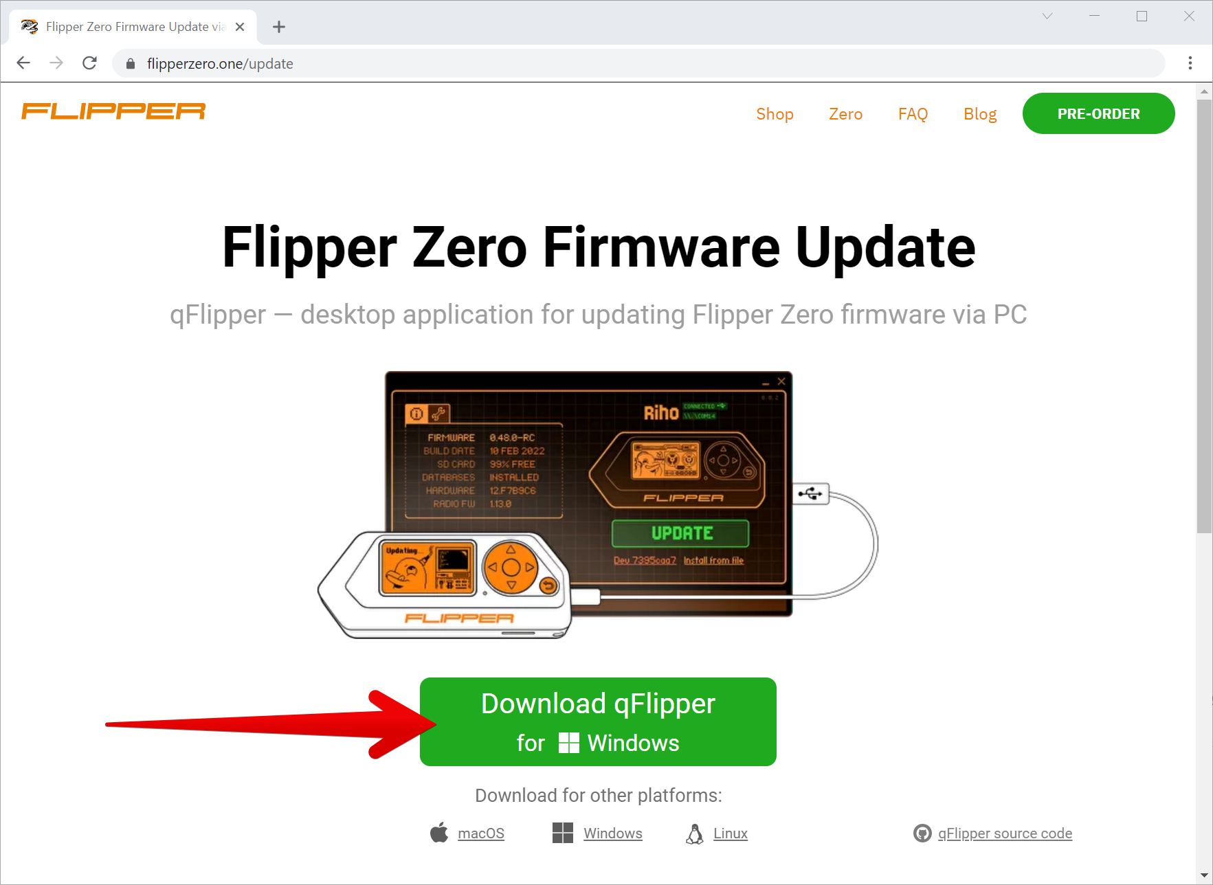 qFlipper download page